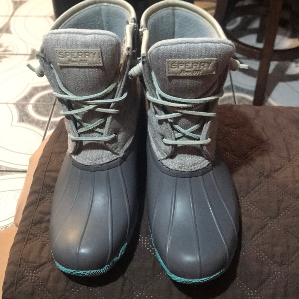 Sperry Duck Boots Gray and Teal